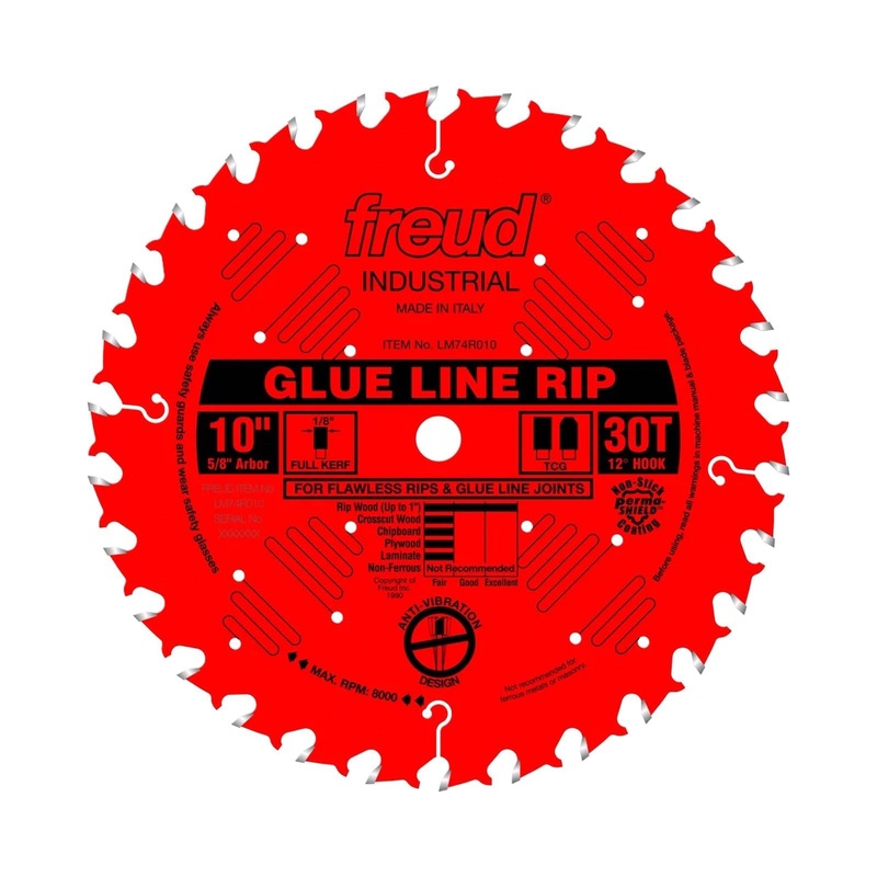 Freud Industrial Glue Line Ripping Saw Blade with Premium Tico Hi-Density Carbide Ripping Blend for Maximum Performance - 10" Diameter, 30 Teeth, TCG Grind - LM74R010