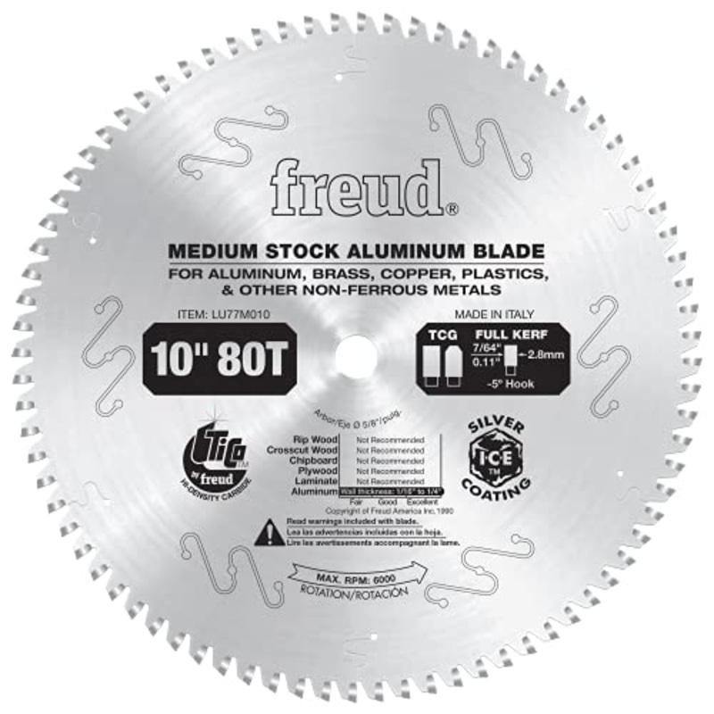 Freud LU77M008 8-Inch 64 Tooth Thin Kerf Non-Ferrous Metal Cutting Saw Blade with 5/8-Inch Arbor