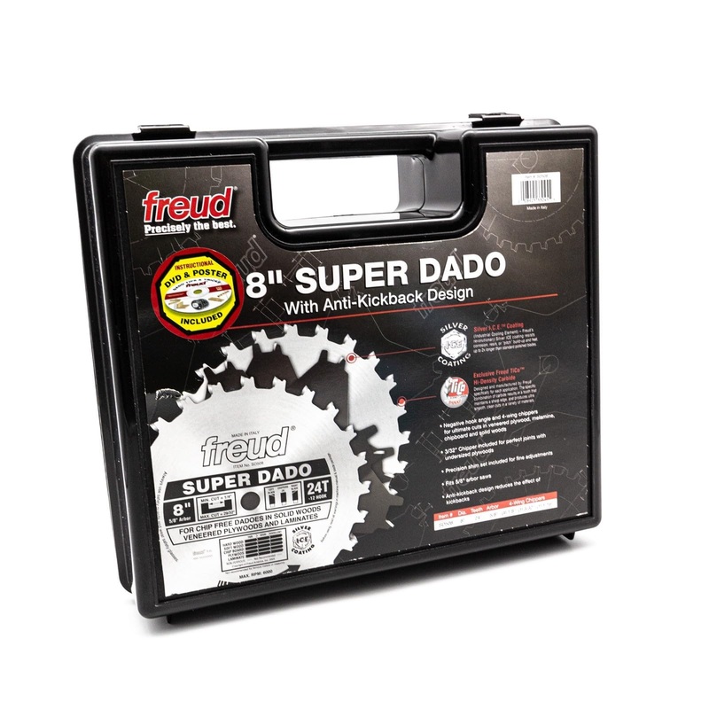 Freud Super Dado Sets with Premium TiCo Hi-Density Carbide Crosscutting Blend for Maximum Performance - 8" Diameter, 24 Teeth, 5/8" Arbor - SD508 Freud SD508