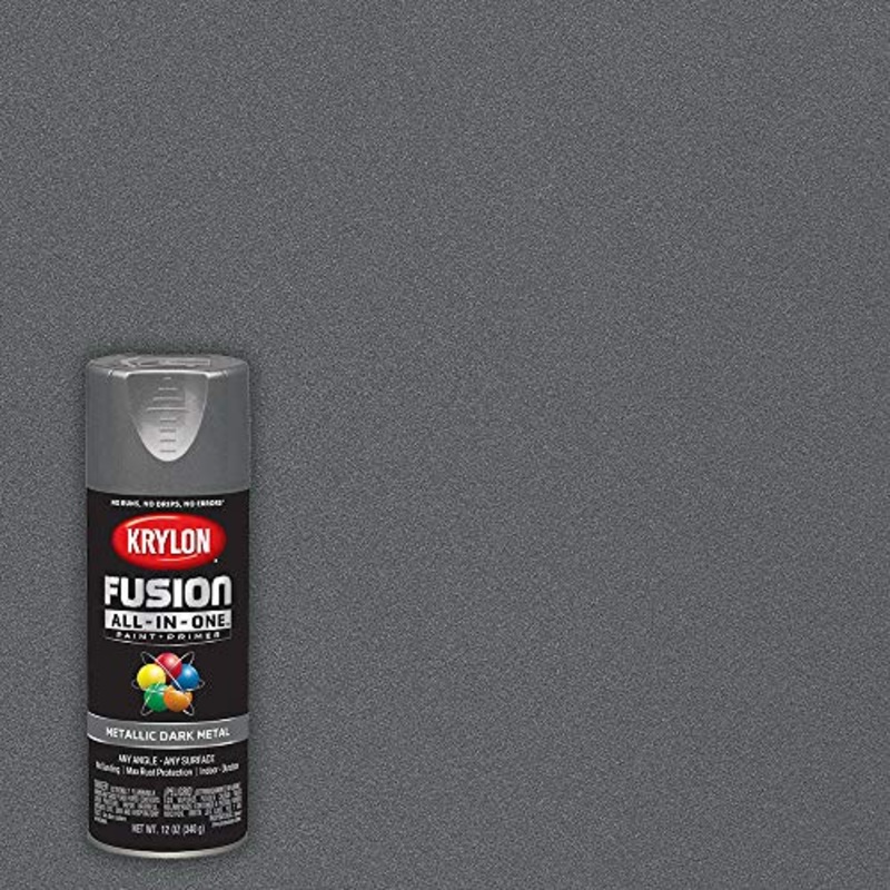 Krylon Fusion All-In-One Adhesive Spray Paint for Indoor/Outdoor Use, 12 oz, Dark Metal