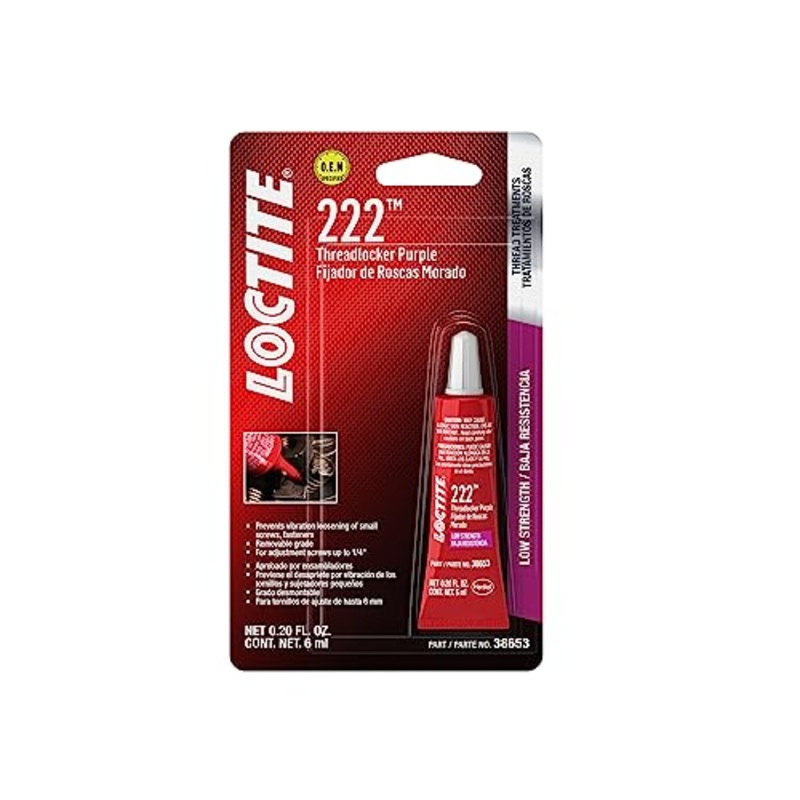 Loctite 222 Automotve Threadlocker Purple - Low-Strength Thread Lock, for Small Fasteners, Prevents Loosening from Shock and Vibration - 6 ml, 1 Pack