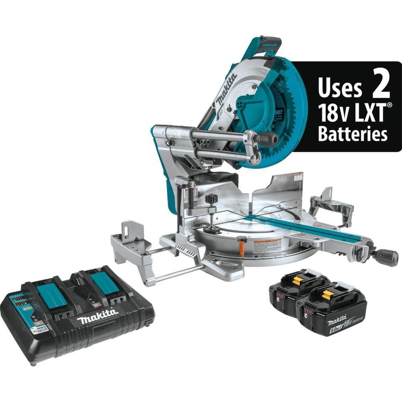 Makita (XSL08PT) 36V (18V X2) LXT Brushless 12" DualBevel Sliding Compound Miter Saw Kit, AWS Capable and Laser
