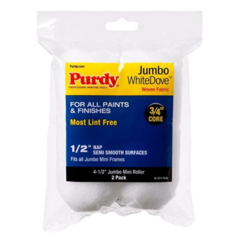 4-1/2 x 1/2 Nap Purdy 14G624013 White Dove Jumbo Mini-Roller Cover, Woven, 2-Pack