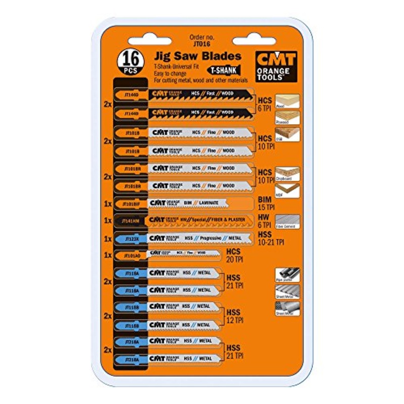 CMT 16-Piece Assorted Jigsaw Blade Set