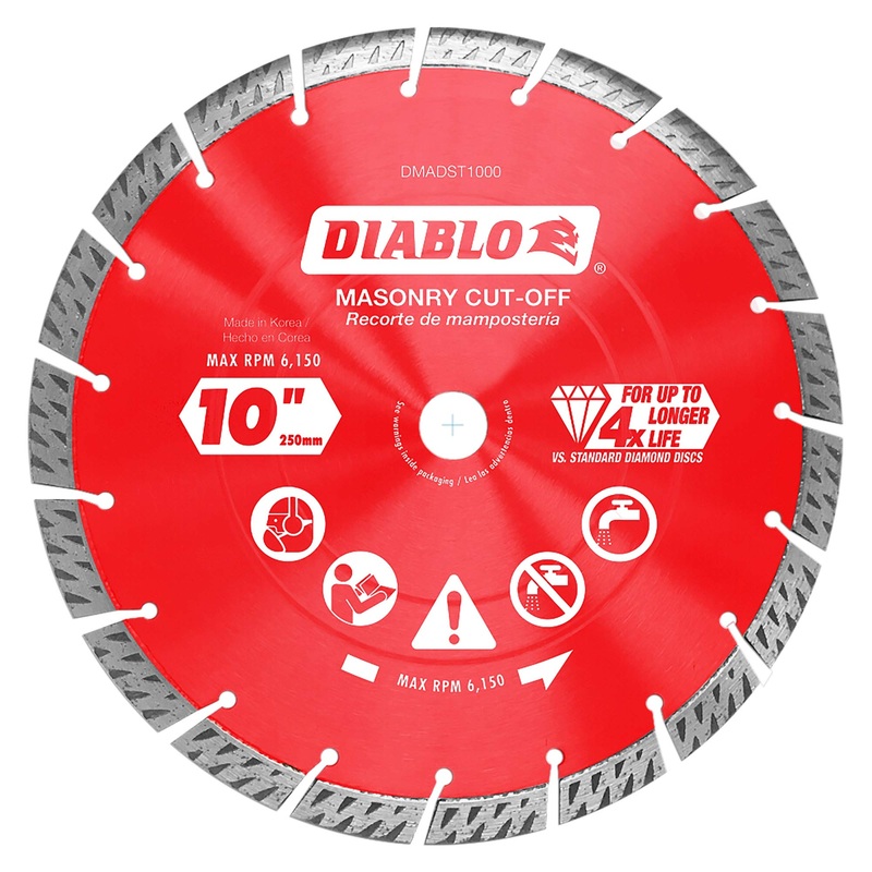 Diablo Diamond Segmented Turbo Masonry Cut - Off Blade for Concrete, Brick and Block - 5" Diameter, 2.6mm Kerf, 6150 Max RPM - DMADST1000