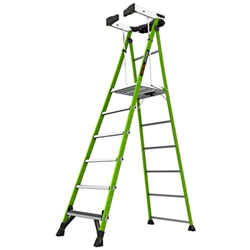 Fortress, 6' Model - ANSI Type IAA - 375 lb Rated, Fiberglass Platform Ladder with Ground CUE, Wraparound Enclosure, and Auto-Closing Gate