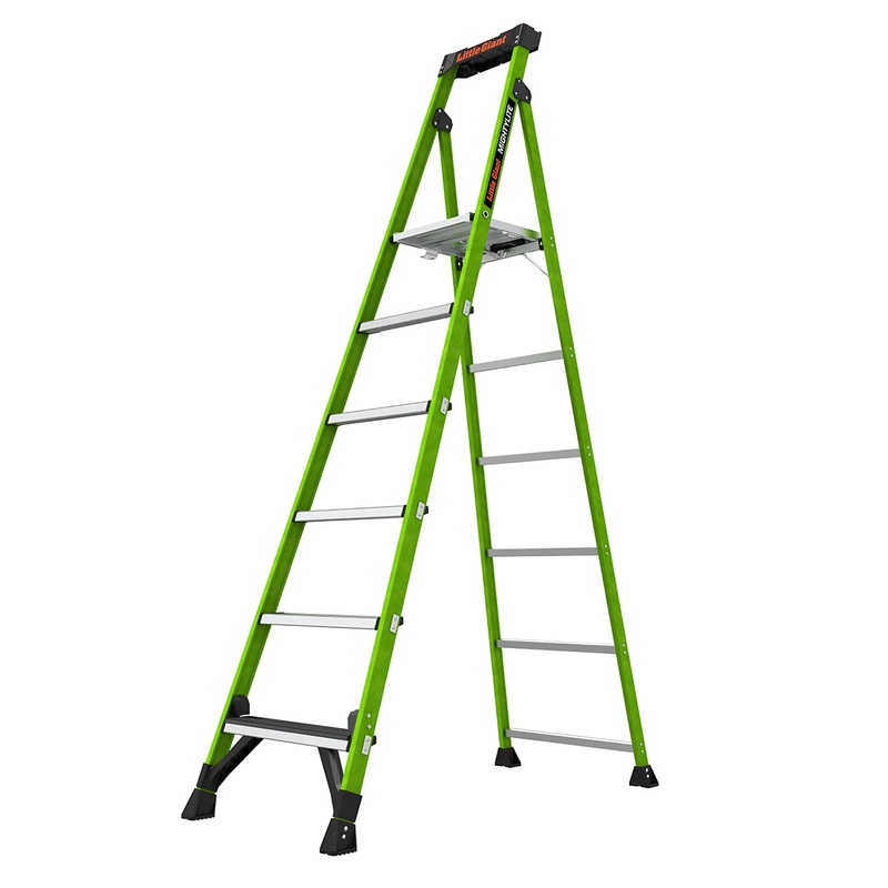 Little Giant Ladders, MightyLite 2.0, 8' Stepladder with Ground Cue, Fiberglass, Type IAA, 375 lbs Weight Rating, (15408-001), Green 8 Ft.