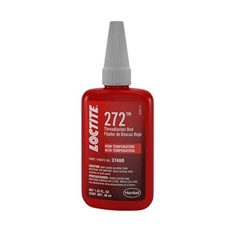 Loctite 272 Automotive Threadlocker Red  High Temp Thread Lock, Heavy-Duty High Strength Applications, Works on All Metals - 36 ml, 1 Pack