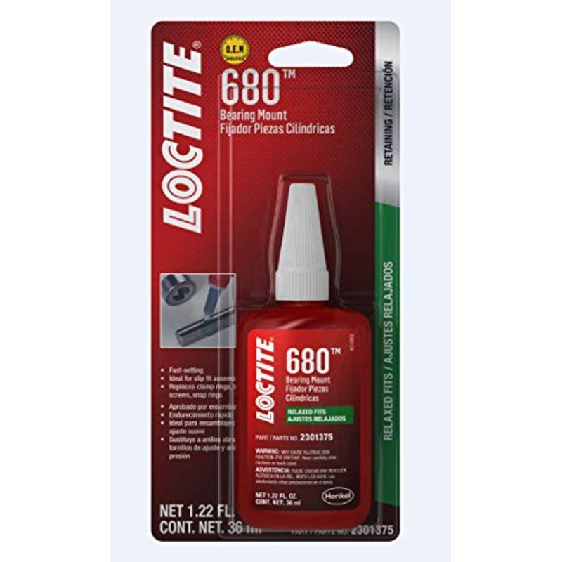 LOCTITE 680 Automotive Bearing Mount  High Strength, Medium Viscosity, for Relaxed Fits, O.E.M. Specified, Slip Fit Assemblies - 36 ml, 1 Pack