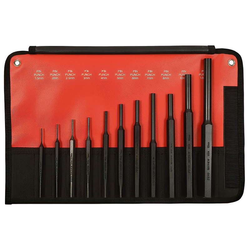 Mayhew 66253 11-Piece Hardened Steel Pin Punch 11 Piece Metric