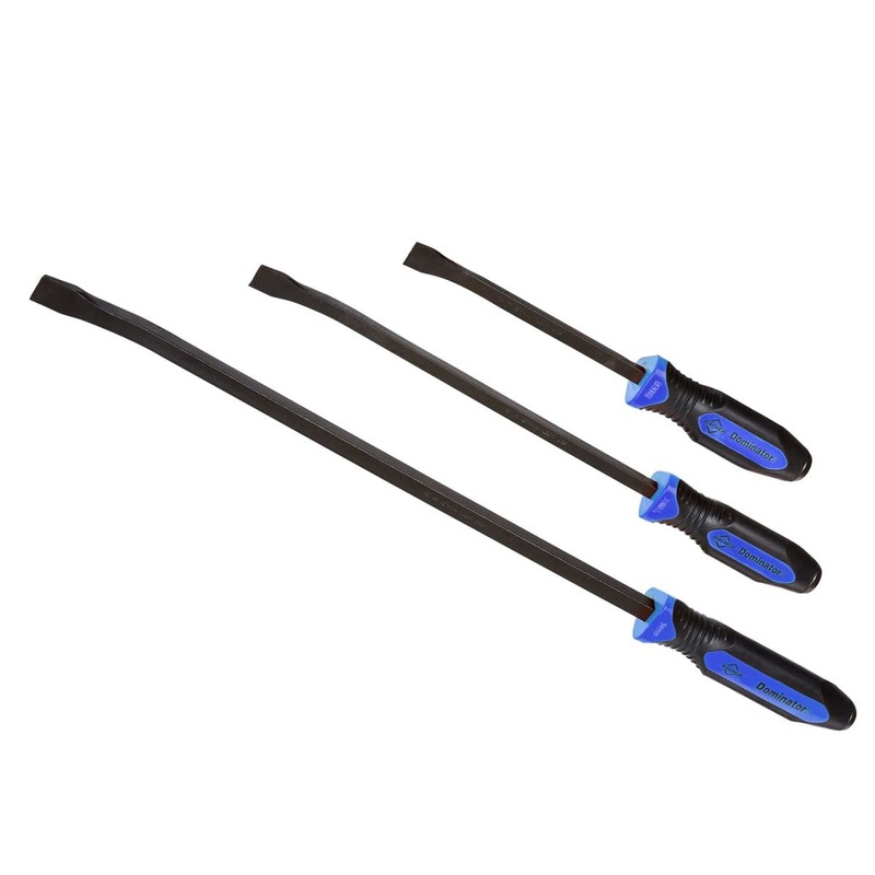 Mayhew Tools 14071BL Dominator Pro 3-Piece Pry Bar Set, 12", 17" & 25" Curved Pry Bars, Blue Curved 12", 17" & 25" Curved Pry Bars Blue