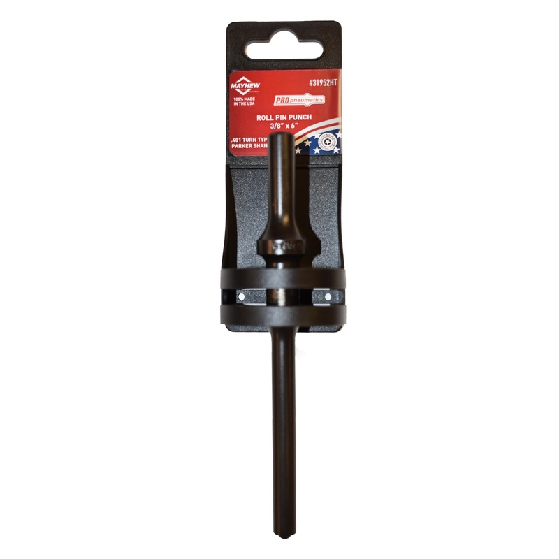 Mayhew Tools 31952HT Pneumatic Roll Pin Punch, 3/8" x 6" Hang Tag, Black Oxide Finish