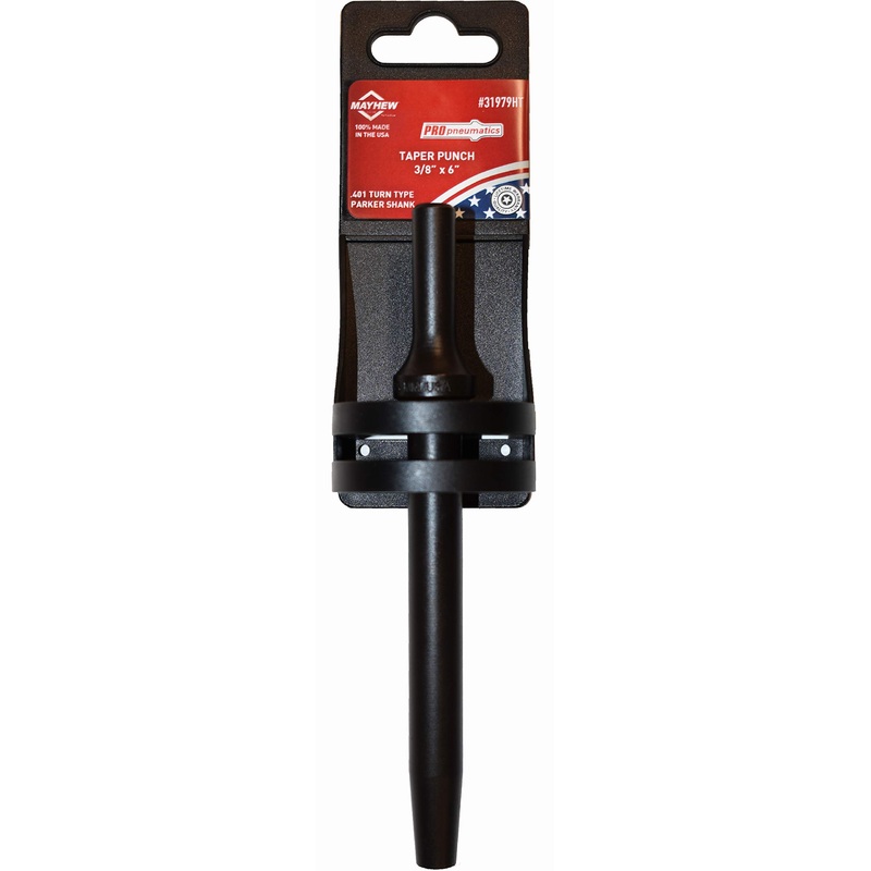 Mayhew Tools 31979HT Pneumatic Taper Punch, 3/8" x 6" Hang Tag, Black Oxide Finish