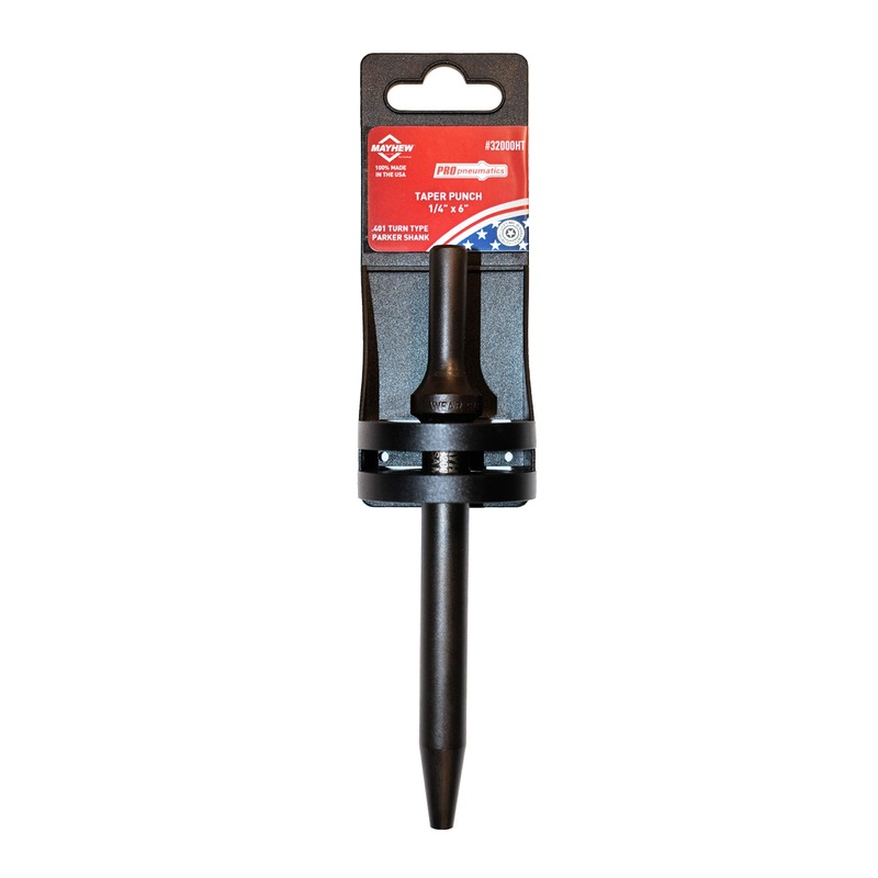 Mayhew Tools 32000HT Pneumatic Taper Punch, 1/4" x 6" Hang Tag, Black Oxide Finish