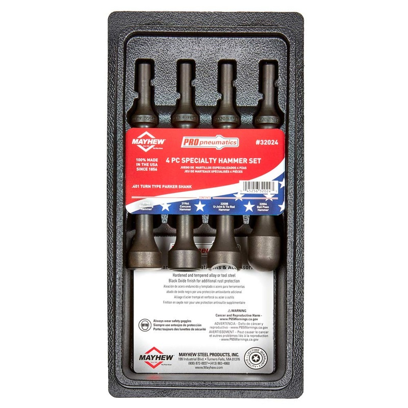 Mayhew Tools 32024 Pneumatic Hammer, 4-Piece Specialty Set, Black Oxide Finish 4-Piece Specialty Set Standard Package