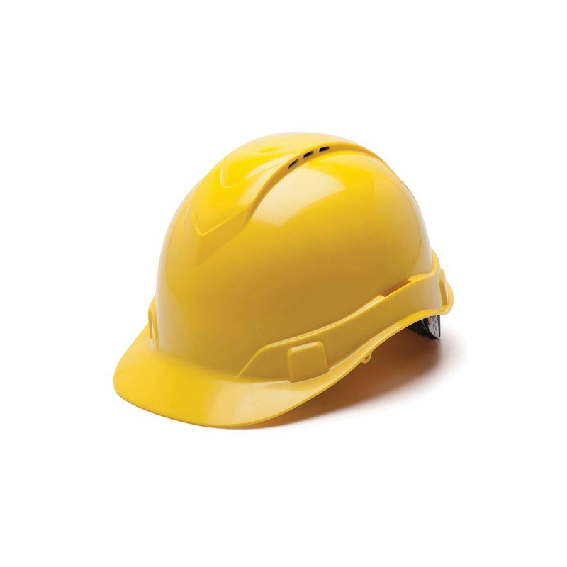 Pyramex Ridgeline Cap Style Hard Hat, Vented, 4-Point Ratchet Suspension, Yellow