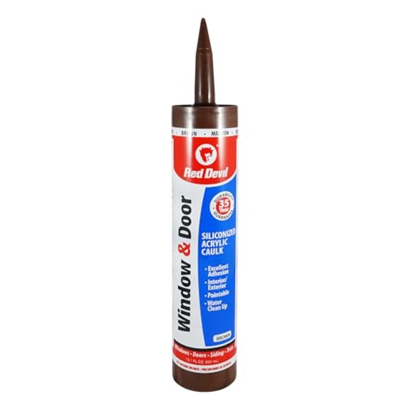 Red Devil 084640 Window & Door Siliconized Acrylic Caulk, Brown, 10.1 oz, Pack of 1, Made in USA