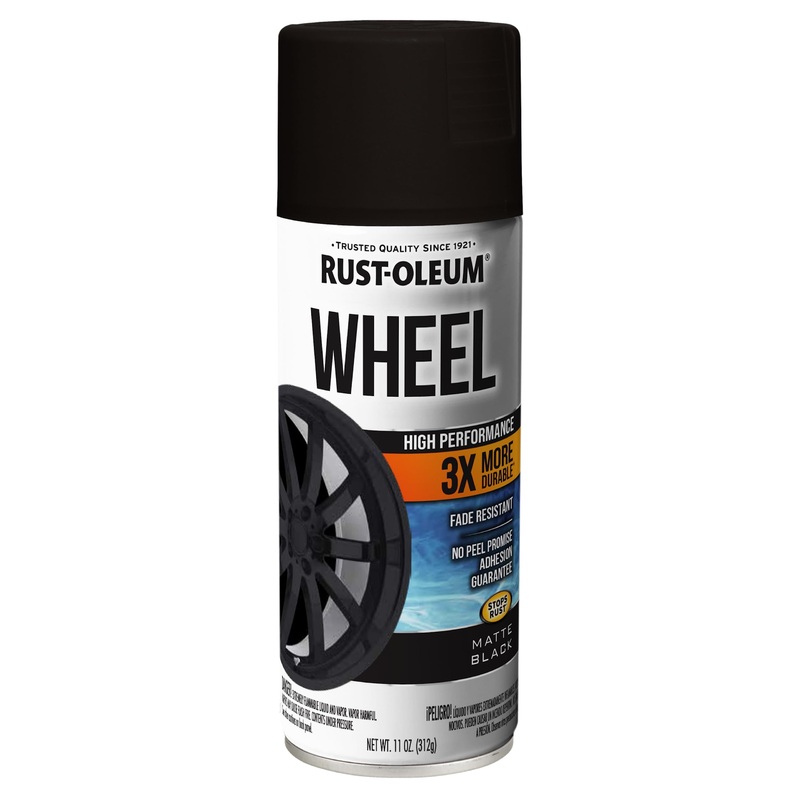 Rust-Oleum 366438 High Performance Wheel Spray Paint, 11 oz, Matte Black Spray Paint 11 Ounce (Pack of 1) Matte Black
