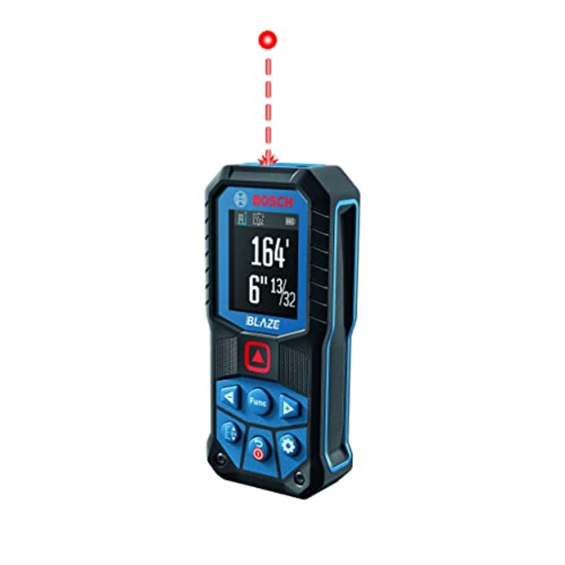 BOSCH GLM165-22 165 Ft Blaze Laser Distance Measure, Includes 2 AA Batteries, Belt Clip, & Pouch