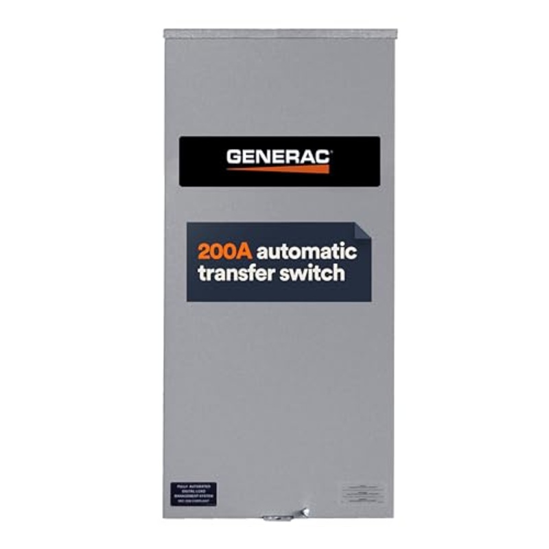 Generac 200 Amp Single Phase Generator Automatic Transfer Switch - Service Entrance Rated - NEMA 3R Outdoor Rated Aluminum Enclosure - Power Management for Indoor and Outdoor Use