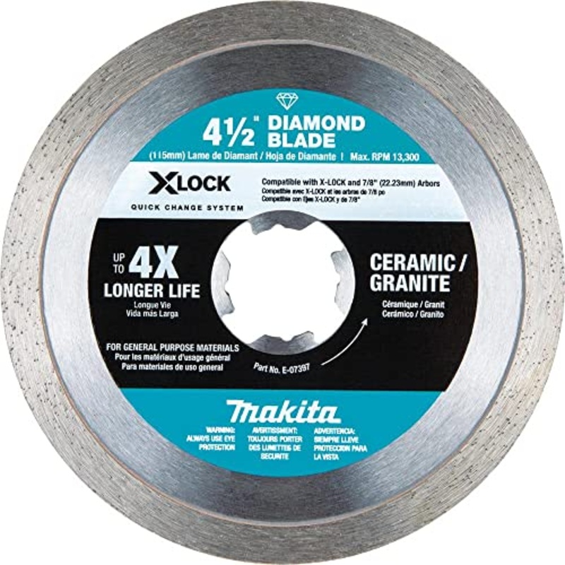Makita (E-07397) X-LOCK 4-1/2in Continuous Rim Diamond Blade for Ceramic and Granite Cutting