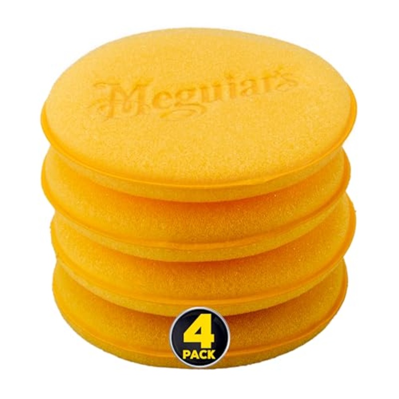 Meguiar's 4" Foam Applicator Pads, 4 Count - Ultra-Soft Hand Applicators with a Tight-Cell Foam Construction for a Smooth Application of Waxes, Polishes, Tire Dressing, Protectants and More, 4 Pack