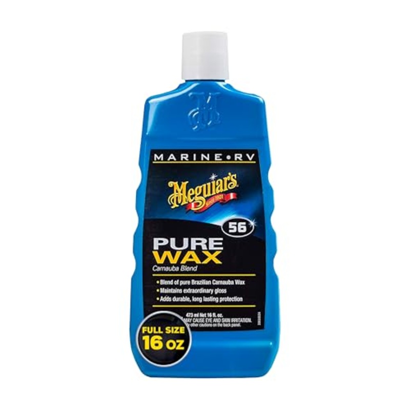 Meguiar's M5616 Marine/RV Pure Wax Carnauba Blend, Long-Lasting Liquid Wax for Protecting Gel Coat, Fiberglass, and Painted Marine/RV Finishes, 16 Oz Bottle