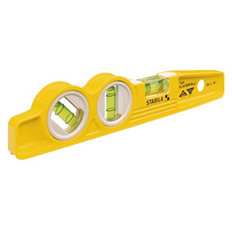 STABILA Die Cast Magnetic Torpedo with 45-degree vial and V-groove frame