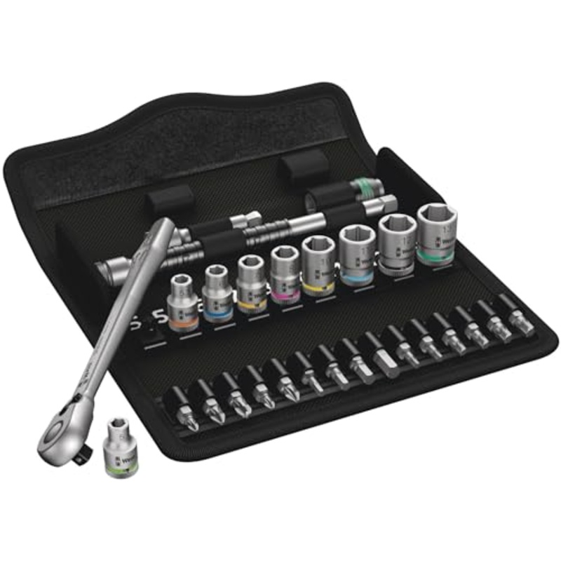 Wera Tools SA 8 Zyklop Metal Ratchet Set with switch lever, 1/4" drive, metric 28 pieces
