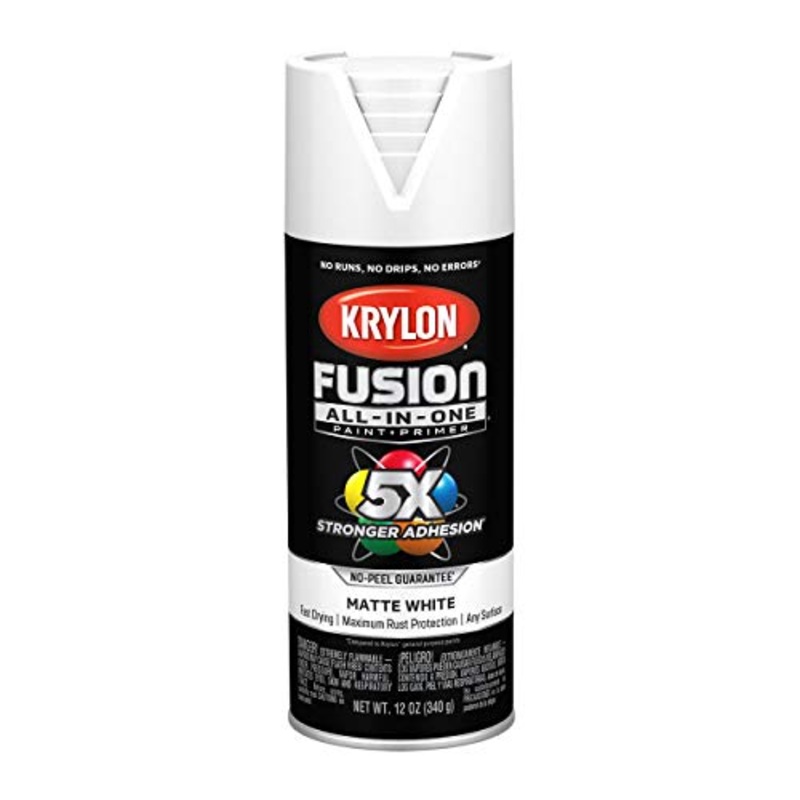 12 oz Krylon K02764007 White Fusion All-In-One Paint & Primer Spray Paint, Matte