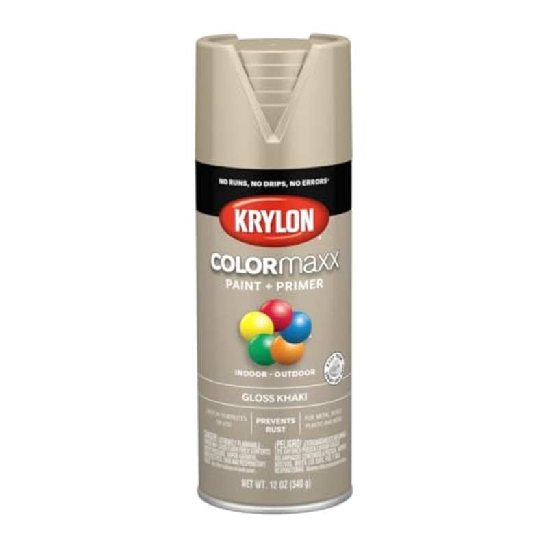 12 oz Krylon K05526007 Khaki COLORmaxx Paint & Primer Spray Paint, Gloss
