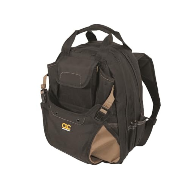 CLC Work Gear 1134 Carpenter's Tool Backpack, 44 Pockets, Padded Back Support, Black