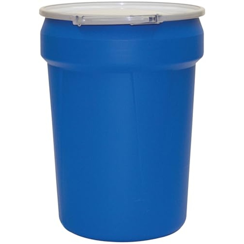 Eagle 30 Gallon Plastic Drum with Lid, Metal Lever-Lock, 28.5"x21.1", Open Head Lab Pack Drum Made of Durable, Lightweight HDPE, Withstands Weather and Chemicals, Made in USA, Blue, 1601MB
