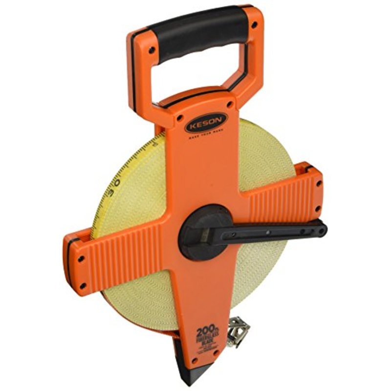 Keson OTR10M200 Open Reel Fiberglass Tape Measure Reel with Double Hook (Graduations: 1/10, 1/100 & m, cm, 2mm), 60M/200-Foot