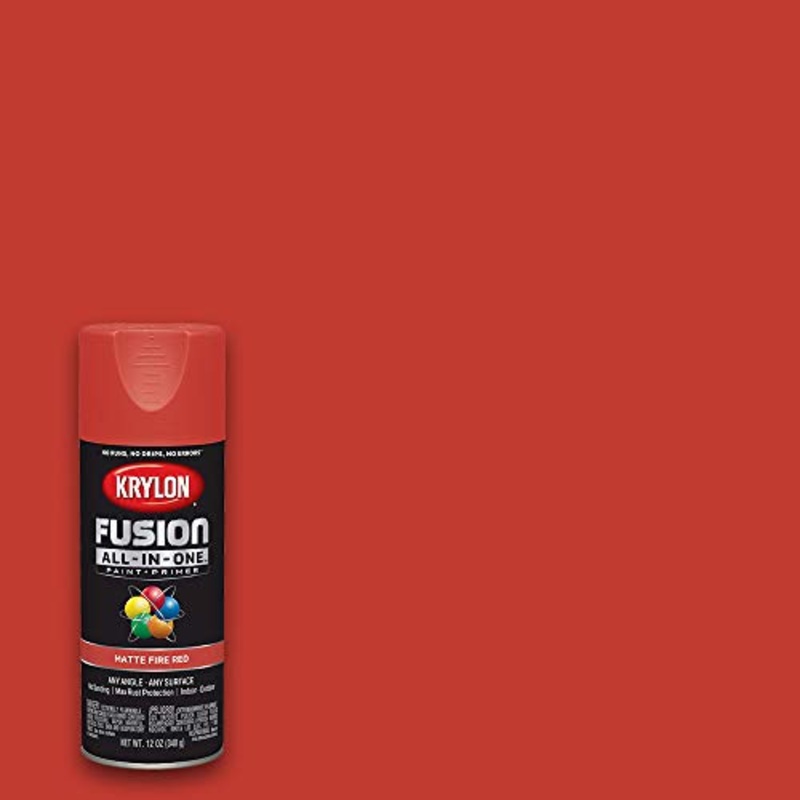 Krylon Fusion All-In-One Adhesive Spray Paint for Indoor/Outdoor Use, 12 oz, Fire Red