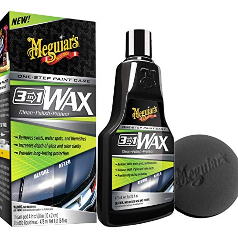 Meguiar's 3 In 1 Wax - Advanced Cleaner Wax that Blends Defect and Scratch Removal, Car Polishing for a High Gloss, and Long-Lasting Paint Protection All in One Step, 16 Oz