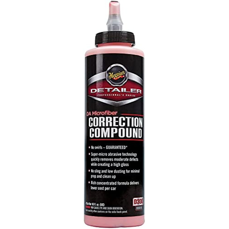 Meguiar's DA Microfiber Correction Compound D30016 - Pro Car Scratch Remover, for Use with a DA Polisher and Microfiber Cutting Disc, Remove Swirls, Scratches, Water Spots, and Oxidation, 16 Oz