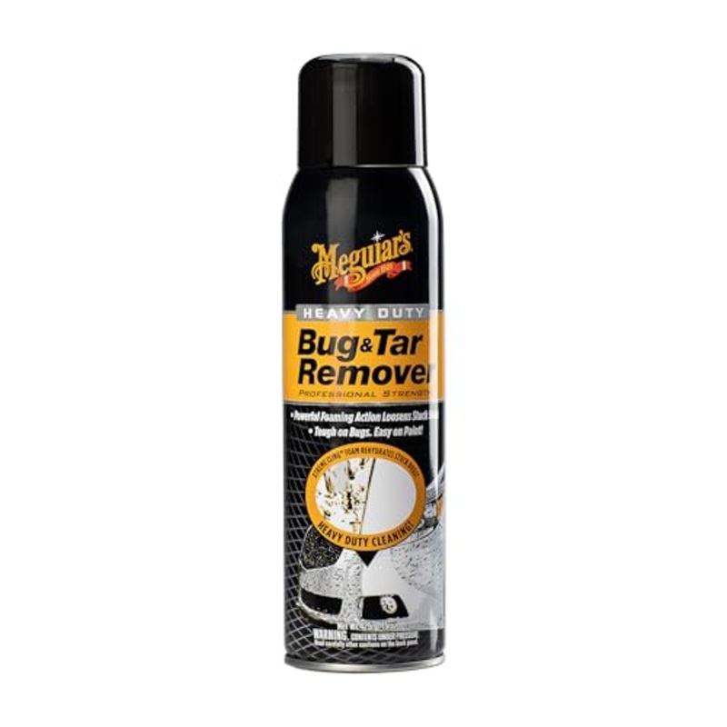 Meguiar's Heavy Duty Bug & Tar Remover - Quick Bug Remover and Tar Remover Spray - Pro Strength Clear Coat Safe Technology with Powerful Foaming Action to Loosen Stuck Bugs, 15 Oz Aerosol
