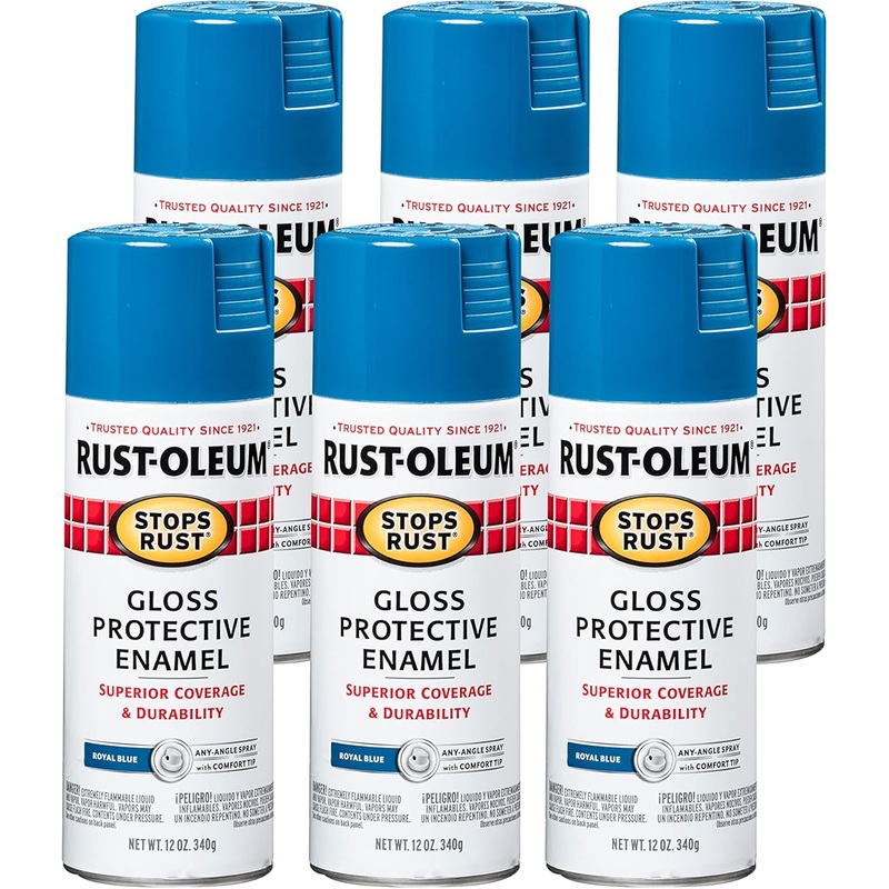 Rust-Oleum 6PK Stops Rust Spray Paint, 12 oz, Gloss Royal Blue, 6 Pack