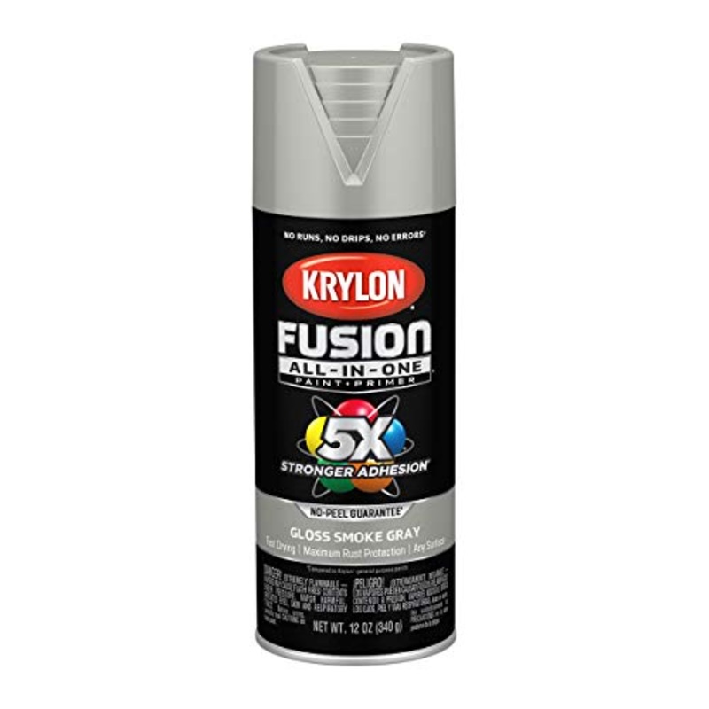 12 oz Krylon K02723007 Smoke Gray Fusion All-In-One Paint & Primer Spray Paint, Gloss