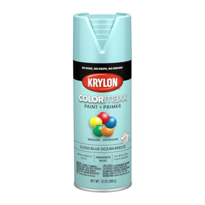 12 oz Krylon K05506007 Blue Ocean Breeze COLORmaxx Paint & Primer Spray Paint, Gloss