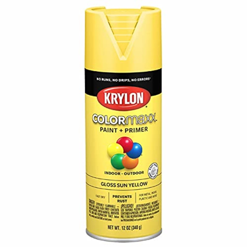 12 oz Krylon K05541007 Sun Yellow COLORmaxx Paint & Primer Spray Paint, Gloss