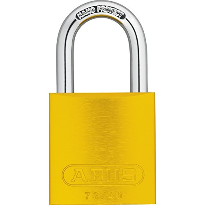 ABUS Yellow 72/40 Lockout Tagout Padlock w/ 1" Shackle, Single Padlock, Keyed Different, 1 Padlock with 2 Keys