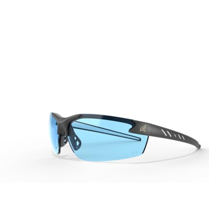 EDGE Zorge G2 Wrap-Around Safety Glasses, Anti-Scratch, Non-Slip, UV 400, Military Grade, ANSI/ISEA & MCEPS Compliant, 5.04" Wide, Black Frame/Light Blue Lens