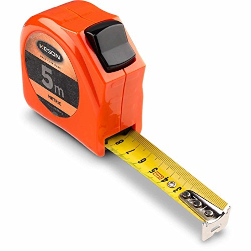 Keson PGT5MV Short Tape Measure with Nylon Coated Steel Blade and Toggle Lock (Graduations: m, cm, mm), 25mm by 5-Meter