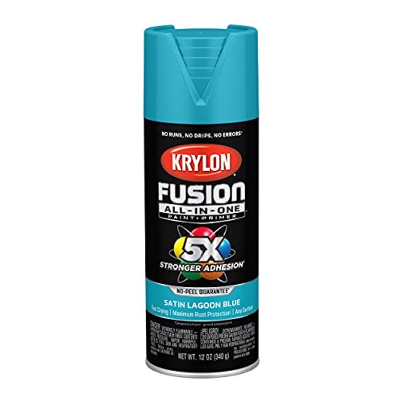 Krylon Fusion All-In-One Adhesive Spray Paint for Indoor/Outdoor Use, 12 oz, Lagoon Blue