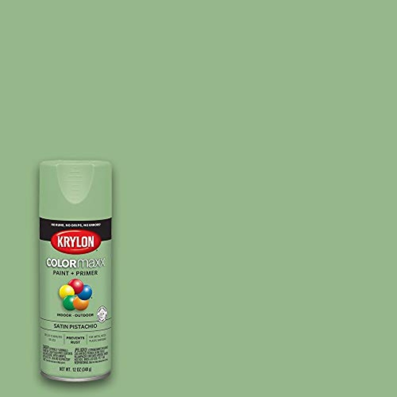 Krylon K05575007 COLORmaxx Spray Paint and Primer for Indoor/Outdoor Use, Satin Pistachio 12 oz