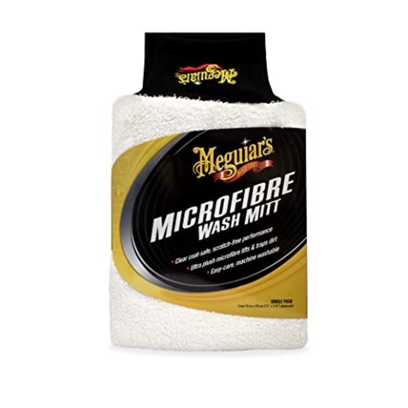 Meguiar's X3002 Microfiber Wash Mitt, Super-Thick, Reusable Wash Mitt for Ultimate Finish, Safe on Clear Coats, Leaving You with A Show Car Finish, 1 Pack