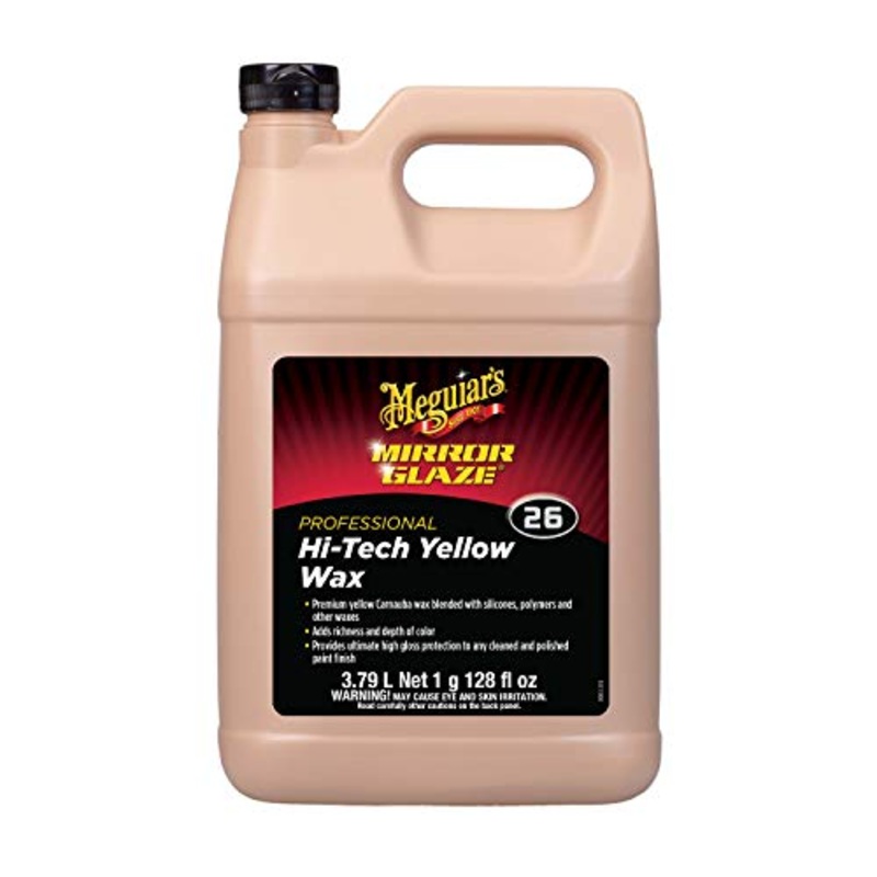 Meguiars Professional Hi-Tech Yellow Wax M2601 - Pro Yellow Carnauba Wax with a Deep Gloss & Shine and a Long-Lasting Protection, Easy to Use Liquid Wax with Professional Results, 1 Gal, 128 Oz