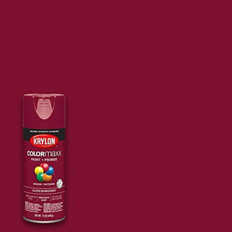 12 oz Krylon K05508007 COLORmaxx Burgundy Paint & Primer Spray Paint, Gloss